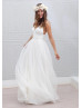Ivory Pleated Tulle Backless Long Sexy Wedding Dress